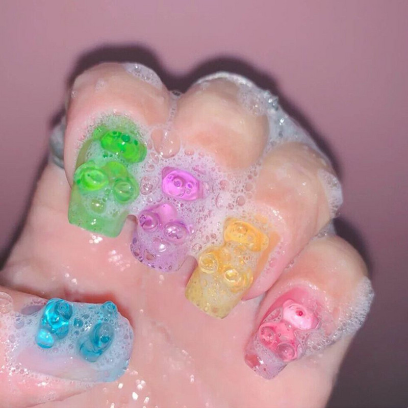 Mucegai de silicon pentru sculptură pentru unghii, 3D, ursuleț drăguț, placă de ștanțare transparentă, șabloane pentru unghii, bricolaj, gel UV, lac, instrumente de matriță pentru manichiură