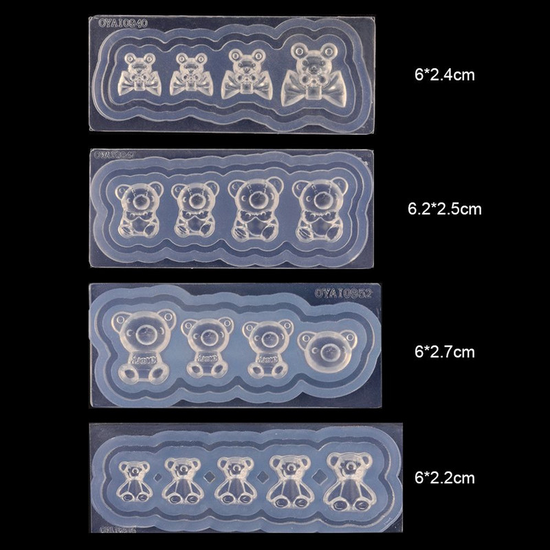 Mucegai de silicon pentru sculptură pentru unghii, 3D, ursuleț drăguț, placă de ștanțare transparentă, șabloane pentru unghii, bricolaj, gel UV, lac, instrumente de matriță pentru manichiură