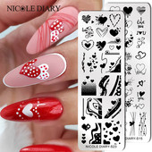 NICOLE DIARY Heart Love Nail Art Stamping Plate Geometry Wave Line Image Πρότυπα σφραγίδας νυχιών UV Gel Polish Plate Printing Tools
