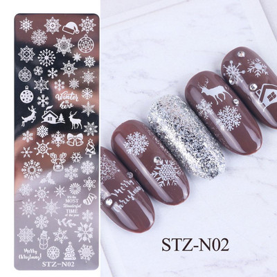 1 Komplekts nagu mākslas zīmogu plāksnīšu nagu lakas apdruka Ziemassvētku raksts Snowflake Butterfly Stamper Retro ziedu skrāpis nagu mākslas plāksne