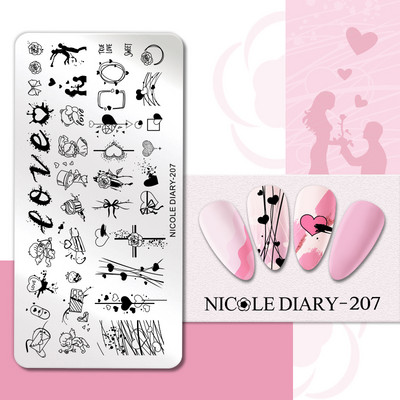NICOLE DIARY Ζέβρα Λεοπάρ μοτίβο πλάκες σφράγισης Ζώα Σχέδιο δέρματος Φωτιά Πρότυπα γαλλικής σφραγίδας νυχιών Στένσιλ εκτύπωσης DIY