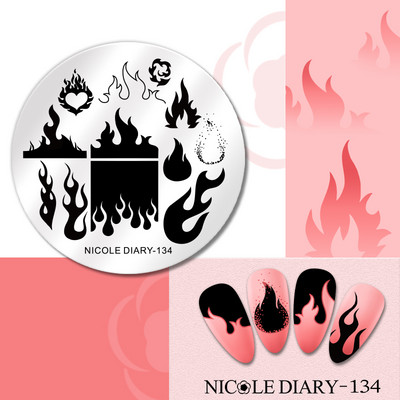 NICOLE DIARY Ζέβρα Λεοπάρ μοτίβο πλάκες σφράγισης Ζώα Σχέδιο δέρματος Φωτιά Πρότυπα γαλλικής σφραγίδας νυχιών Στένσιλ εκτύπωσης DIY