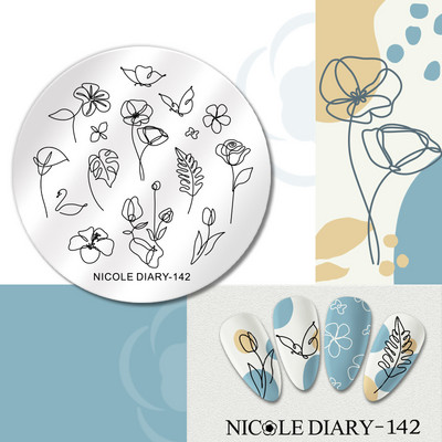 NICOLE DIARY Ζέβρα Λεοπάρ μοτίβο πλάκες σφράγισης Ζώα Σχέδιο δέρματος Φωτιά Πρότυπα γαλλικής σφραγίδας νυχιών Στένσιλ εκτύπωσης DIY