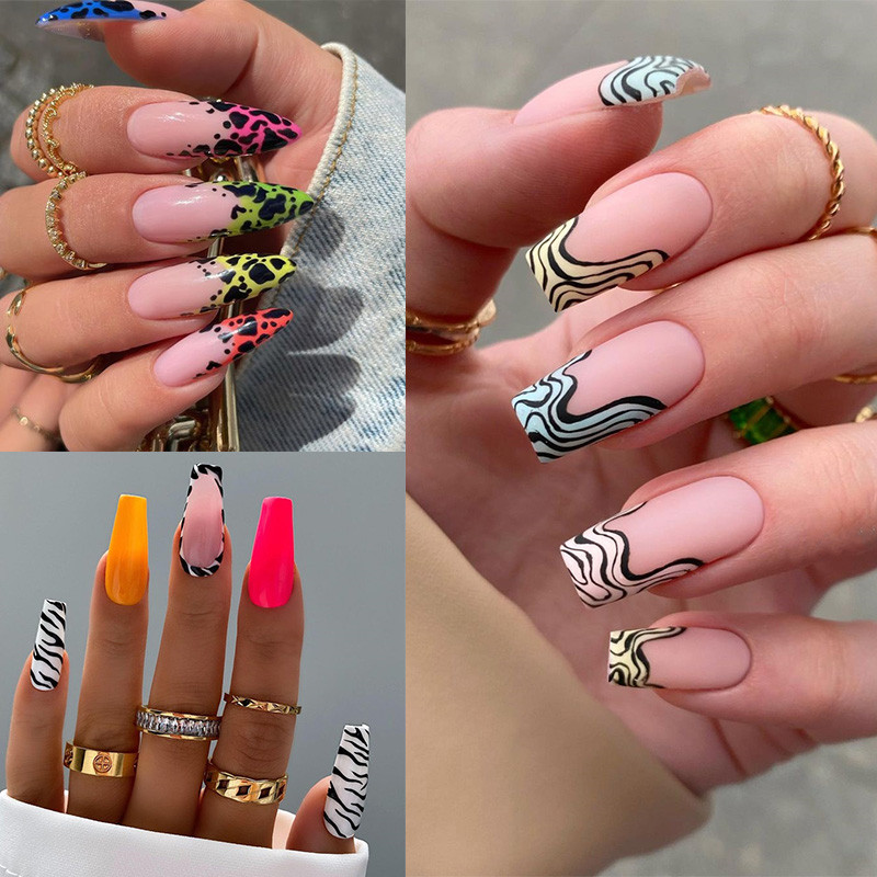 NICOLE DIARY Plăci de ștanțare cu model leopard de zebră Design de piele de animale Șabloane de ștampile pentru unghii franceze de foc Șabloane de imprimare DIY