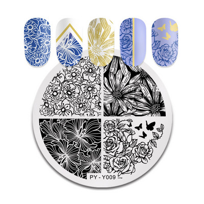 PICT You Flower Stamping Plate Nail Picture Stamp Templates Design Εργαλεία στένσιλ για πιάτα νυχιών τέχνης από ανοξείδωτο ατσάλι