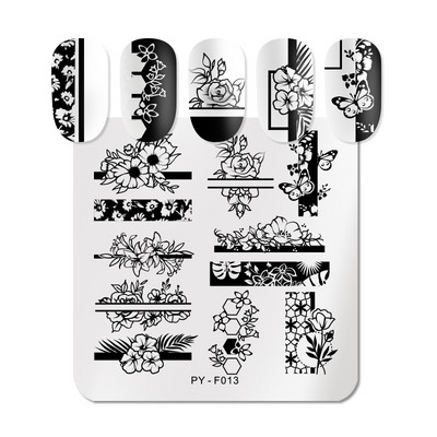 PICT You Flower Stamping Plate Nail Picture Stamp Templates Design Εργαλεία στένσιλ για πιάτα νυχιών τέχνης από ανοξείδωτο ατσάλι