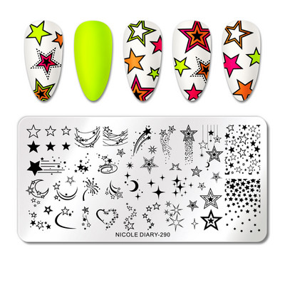 NICOLE DIARY Wave French Line Nail Art Stamping Plate από ανοξείδωτο χάλυβα Εκτύπωση καλουπιών για σφραγίδες στένσιλ Διακοσμητικά λουλουδιών