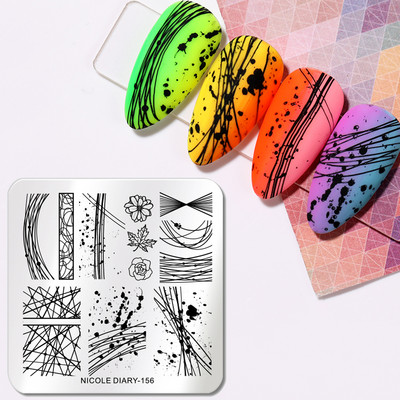NICOLE DIARY Wave French Line Nail Art Stamping Plate από ανοξείδωτο χάλυβα Εκτύπωση καλουπιών για σφραγίδες στένσιλ Διακοσμητικά λουλουδιών