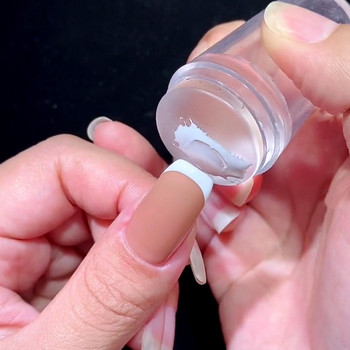 Силиконова двустранна кристална дръжка Плоча за щамповане на нокти Шаблони за ноктопластика Изображение на щампа Скрепер за шаблон Оборудване за френски маникюр