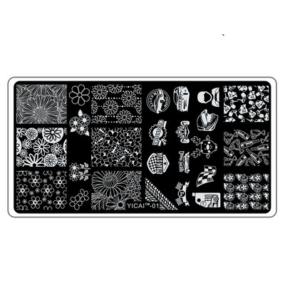 Akciós ár: 3D körömsablonok bélyegzőlemeze, transzferbélyegzősablonok, 40 minta sablon sablon, 6x12 cm-es nyomtatási sablon Pl