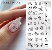 NICOLE DIARY Gradient Flower Stripe Nail Stamping Plate Stamp for Nails Leaf French Geometry Printing Stencil Decor