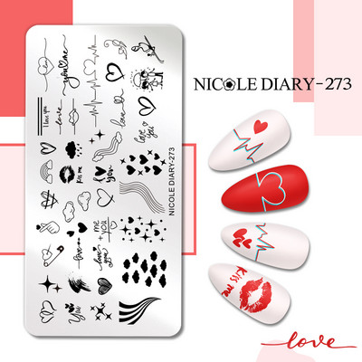 NICOLE DIARY Gradient Flower Stripe Nail Stamping Plate Stamp for Nails Leaf French Geometry Printing Stencil Decor