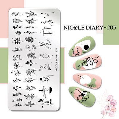 NICOLE DIARY Gradient Flower Stripe Nail Stamping Plate Stamp for Nails Leaf French Geometry Printing Stencil Decor