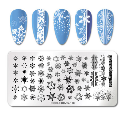 NICOLE DIARY Gradient Flower Stripe Nail Stamping Plate Stamp for Nails Leaf French Geometry Printing Stencil Decor