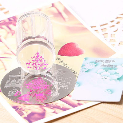 YZ 2τμχ Νέα Jelly Stamper Nail Art 2,8cm Crystal Clear Silicone Stamper&Scraper Polish Transfer Nail Stamping Tools 4χρωμα