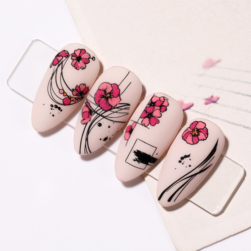 NICOLE DIARY Imagine de fluture de marime plăci de ștanțare a unghiilor Șablon de imprimare din dantelă din frunze de flori Șablon de ștampilă cu design floral