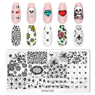 Πλάκα για σφράγιση νυχιών για το Halloween Nail Stamper Καλούπι Στένσιλ για εκτύπωση κρανίου κολοκύθας Πρότυπα για αποκριάτικες σφραγίδες νυχιών Εργαλεία τέχνης νυχιών