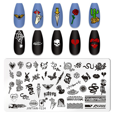 Πλάκα για σφράγιση νυχιών για το Halloween Nail Stamper Καλούπι Στένσιλ για εκτύπωση κρανίου κολοκύθας Πρότυπα για αποκριάτικες σφραγίδες νυχιών Εργαλεία τέχνης νυχιών