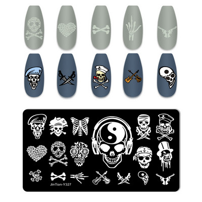 Πλάκα για σφράγιση νυχιών για το Halloween Nail Stamper Καλούπι Στένσιλ για εκτύπωση κρανίου κολοκύθας Πρότυπα για αποκριάτικες σφραγίδες νυχιών Εργαλεία τέχνης νυχιών