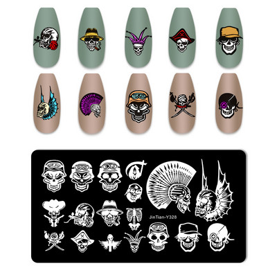 Πλάκα για σφράγιση νυχιών για το Halloween Nail Stamper Καλούπι Στένσιλ για εκτύπωση κρανίου κολοκύθας Πρότυπα για αποκριάτικες σφραγίδες νυχιών Εργαλεία τέχνης νυχιών