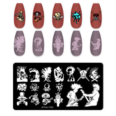 Πλάκα για σφράγιση νυχιών για το Halloween Nail Stamper Καλούπι Στένσιλ για εκτύπωση κρανίου κολοκύθας Πρότυπα για αποκριάτικες σφραγίδες νυχιών Εργαλεία τέχνης νυχιών