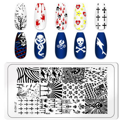 Πλάκα για σφράγιση νυχιών για το Halloween Nail Stamper Καλούπι Στένσιλ για εκτύπωση κρανίου κολοκύθας Πρότυπα για αποκριάτικες σφραγίδες νυχιών Εργαλεία τέχνης νυχιών