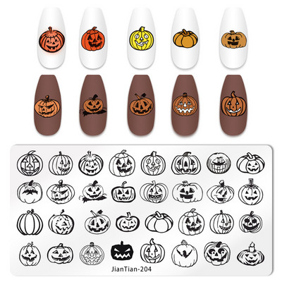 Πλάκα για σφράγιση νυχιών για το Halloween Nail Stamper Καλούπι Στένσιλ για εκτύπωση κρανίου κολοκύθας Πρότυπα για αποκριάτικες σφραγίδες νυχιών Εργαλεία τέχνης νυχιών