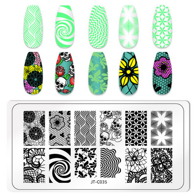Πλάκα για σφράγιση νυχιών για το Halloween Nail Stamper Καλούπι Στένσιλ για εκτύπωση κρανίου κολοκύθας Πρότυπα για αποκριάτικες σφραγίδες νυχιών Εργαλεία τέχνης νυχιών