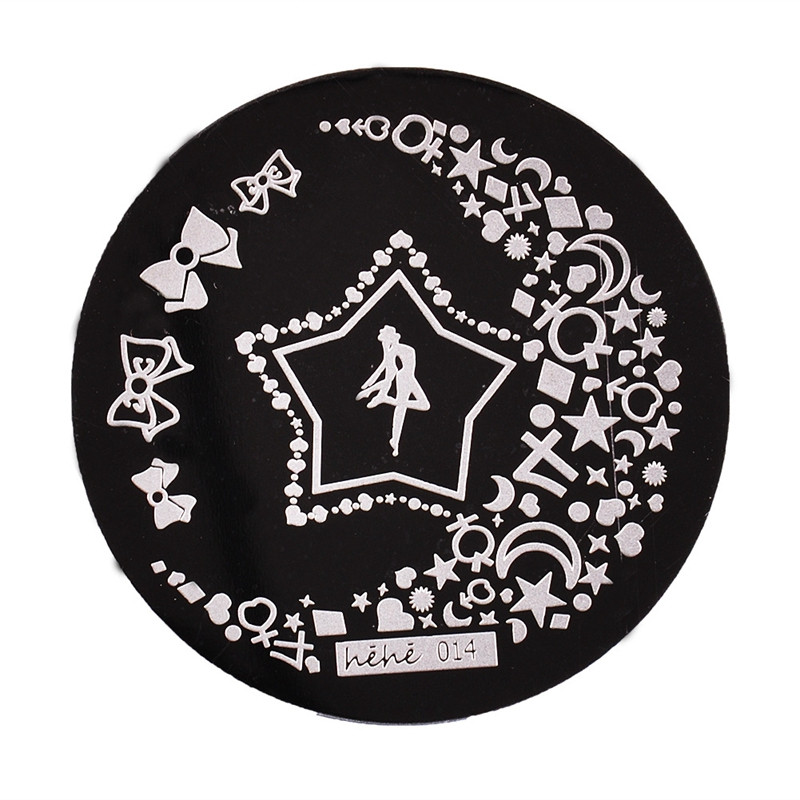 1 бр Hehe Series Nail Art Stamping Plates Плоча с изображение Сладка котка Котки Лапи Топка за плетене Кръгла метална плоча с шаблон за нокти 5,5 см