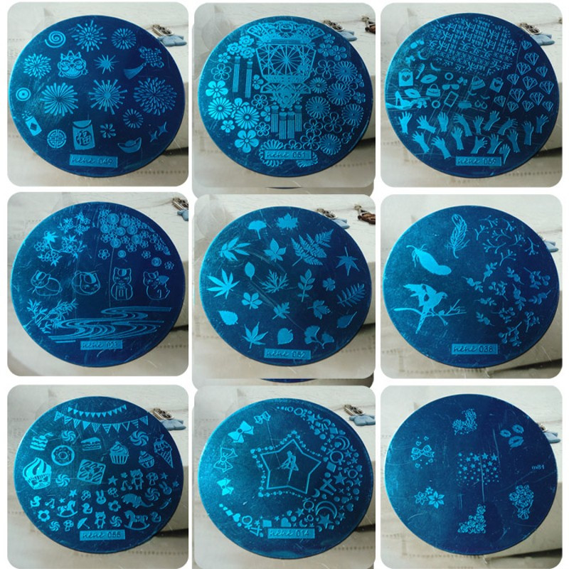 1 бр Hehe Series Nail Art Stamping Plates Плоча с изображение Сладка котка Котки Лапи Топка за плетене Кръгла метална плоча с шаблон за нокти 5,5 см