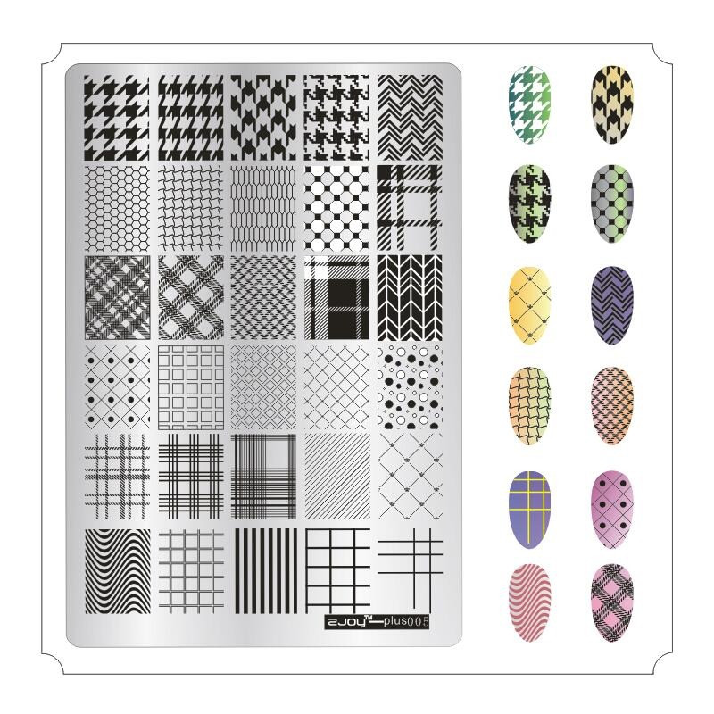 Placi de ștanțare pentru arta unghiilor Plus Xl Classic Lattice/Carouri/Floare/Frunză/Marmură Imagine imprimare unghii Stencil Nail Art Templat&1