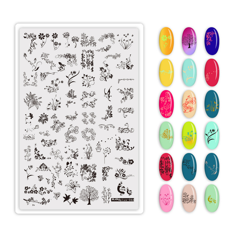 Placi de ștanțare pentru arta unghiilor Plus Xl Classic Lattice/Carouri/Floare/Frunză/Marmură Imagine imprimare unghii Stencil Nail Art Templat&1