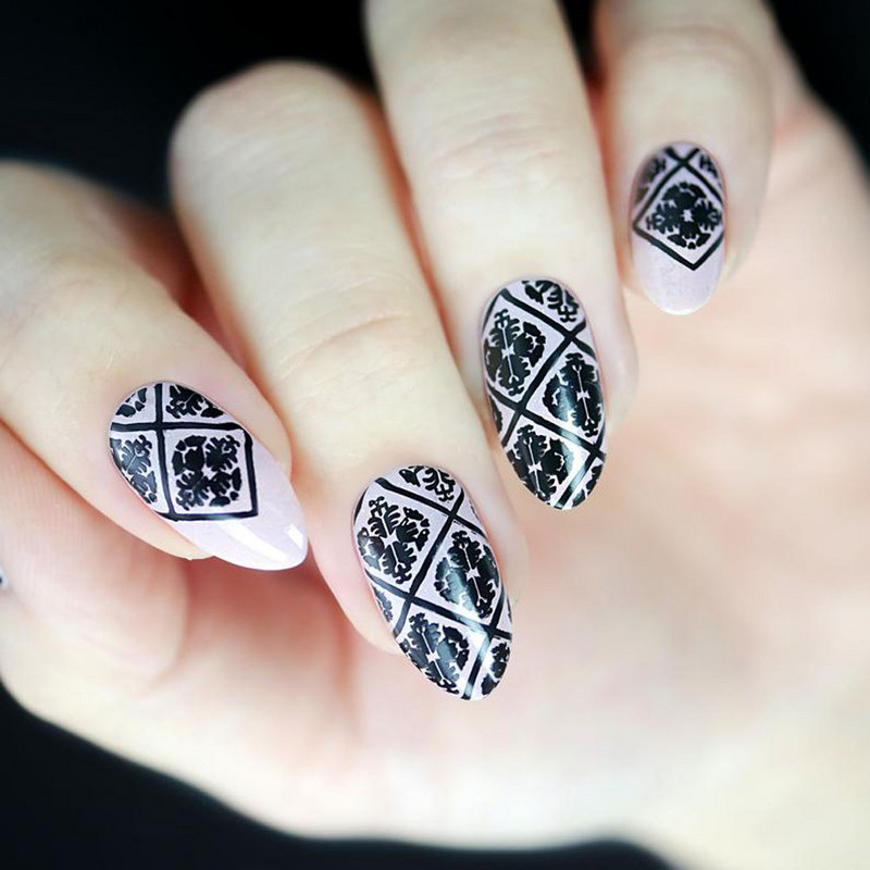 Placi de ștanțare pentru arta unghiilor Plus Xl Classic Lattice/Carouri/Floare/Frunză/Marmură Imagine imprimare unghii Stencil Nail Art Templat&1