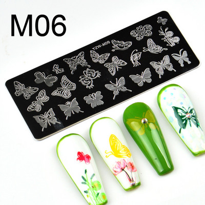 1 τεμ. Πλάκες σφράγισης νυχιών Flower Butterfly Nail Art Plate από ανοξείδωτο ατσάλι για εκτύπωση Εργαλεία στένσιλ για μανικιούρ