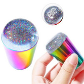 Σφραγίδα νυχιών με ξύστρα Rainbow κράμα λαβής Jelly σιλικόνης στάμπα νυχιών για γαλλικά νύχια βερνίκι εκτύπωσης εκτύπωσης εκτύπωσης εργαλείο