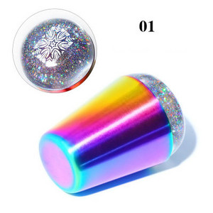 Σφραγίδα νυχιών με ξύστρα Rainbow κράμα λαβής Jelly σιλικόνης στάμπα νυχιών για γαλλικά νύχια βερνίκι εκτύπωσης εκτύπωσης εκτύπωσης εργαλείο