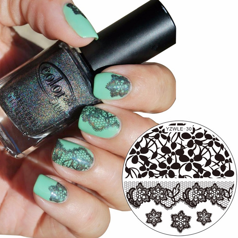 1 vnt., 30 modelių, pasirenkami nagų štampavimo plokštelė, nėriniai, neigiama vieta, lapai, gėlės, nagų dailės šablonai, įrankiai, priedai