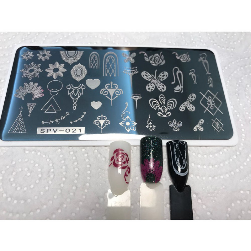 Plăci de ștanțare pentru unghii în carouri, cu model de expresie de Crăciun, pentru ștanțare pentru arta unghiilor.