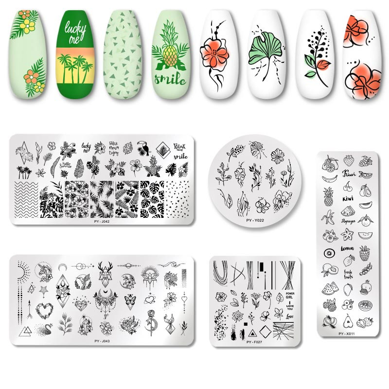 PICT YOU Fructe Plăci de ștanțare a unghiilor Linii Șablon temă geometrie animală Mucegai Instrument pentru șablon pentru arta unghiilor