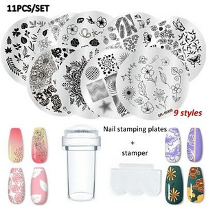 MEET ACROSS Stamping Plates Set Line Εικόνες Πλάκα τέχνης νυχιών Πρότυπο σφραγίδας σχεδίασης από ανοξείδωτο χάλυβα για εργαλεία εκτύπωσης στένσιλ