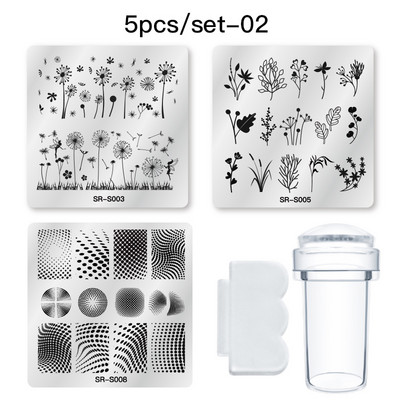 MEET ACROSS Stamping Plates Set Line Εικόνες Πλάκα τέχνης νυχιών Πρότυπο σφραγίδας σχεδίασης από ανοξείδωτο χάλυβα για εργαλεία εκτύπωσης στένσιλ