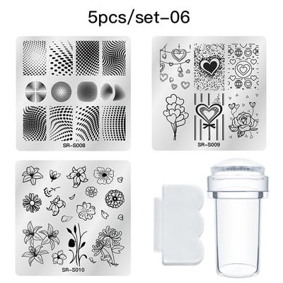 MEET ACROSS Stamping Plates Set Line Εικόνες Πλάκα τέχνης νυχιών Πρότυπο σφραγίδας σχεδίασης από ανοξείδωτο χάλυβα για εργαλεία εκτύπωσης στένσιλ