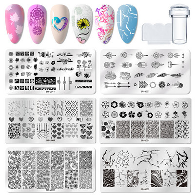 MEET ACROSS Stamping Plates Set Line Εικόνες Πλάκα τέχνης νυχιών Πρότυπο σφραγίδας σχεδίασης από ανοξείδωτο χάλυβα για εργαλεία εκτύπωσης στένσιλ