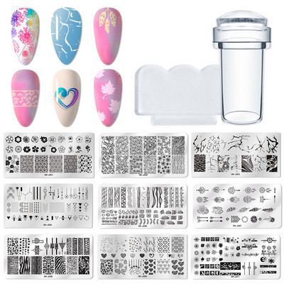 MEET ACROSS Stamping Plates Set Line Εικόνες Πλάκα τέχνης νυχιών Πρότυπο σφραγίδας σχεδίασης από ανοξείδωτο χάλυβα για εργαλεία εκτύπωσης στένσιλ