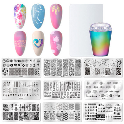 MEET ACROSS Stamping Plates Set Line Εικόνες Πλάκα τέχνης νυχιών Πρότυπο σφραγίδας σχεδίασης από ανοξείδωτο χάλυβα για εργαλεία εκτύπωσης στένσιλ