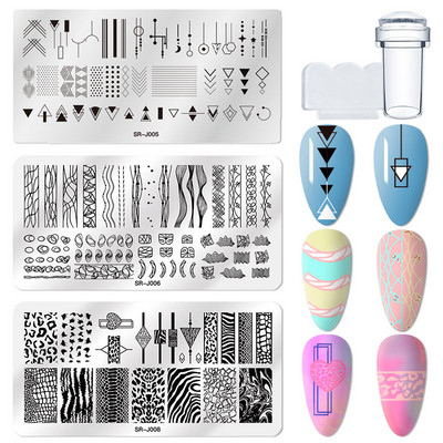 MEET ACROSS Stamping Plates Set Line Εικόνες Πλάκα τέχνης νυχιών Πρότυπο σφραγίδας σχεδίασης από ανοξείδωτο χάλυβα για εργαλεία εκτύπωσης στένσιλ