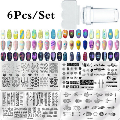 MEET ACROSS Stamping Plates Set Line Εικόνες Πλάκα τέχνης νυχιών Πρότυπο σφραγίδας σχεδίασης από ανοξείδωτο χάλυβα για εργαλεία εκτύπωσης στένσιλ