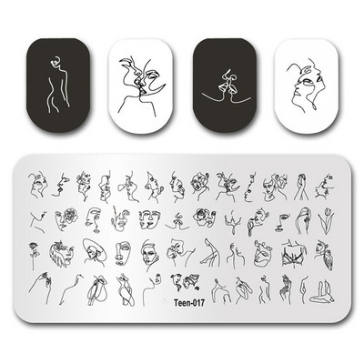 12*6 cm nagu mākslas veidņu zīmogplāksnīšu dizains Seksīga meitene Abstrakti sievietes nagi Zīmogu veidnes Rakstzīmju rakstu plāksnes Image1PC