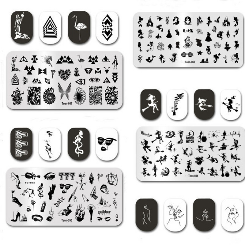 12 * 6 cm nagų dailės šablonų štampavimo plokštelės dizainas Seksualios merginos abstrakčios moters nagai Antspaudų šablonai Simbolių raštų plokštės Image1PC