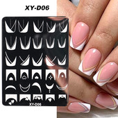 Γαλλικά Nail Art Πλάκα Σφράγισης Γεωμετρία Wave Line Πρότυπα Σχεδίου Flower Love Lace Stamp Nail Charm Mold Mold Εργαλεία στένσιλ
